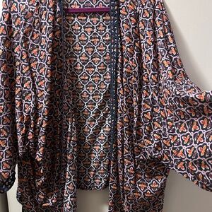 J. Jill Floral Patterned Top - Black, Pink, Orange